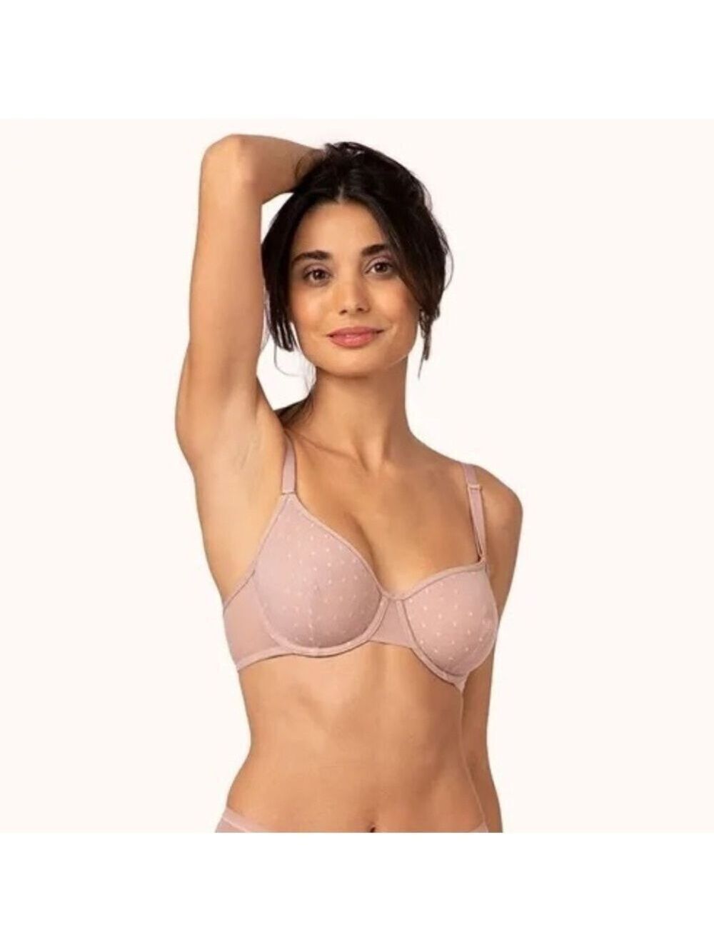 LIVELY Womens The Dot Mesh Underwire Unlined Bra Light Purple Polka Dots 32D